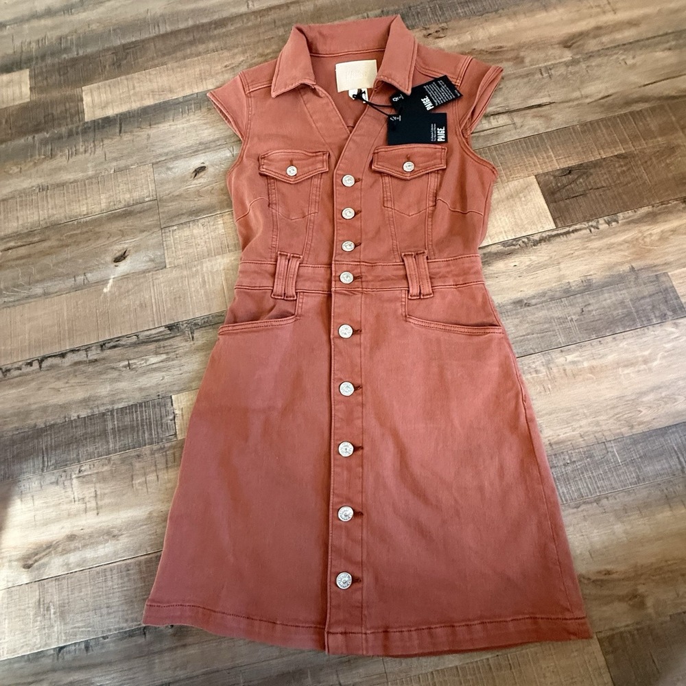 Paige size 0 denim dress mauve Jaxsyn Denim Mini Shirtdress Sheath Coachella